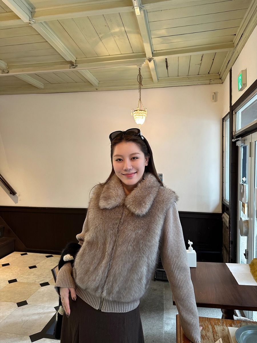 Gile Lông Phối Len Khoá Kéo