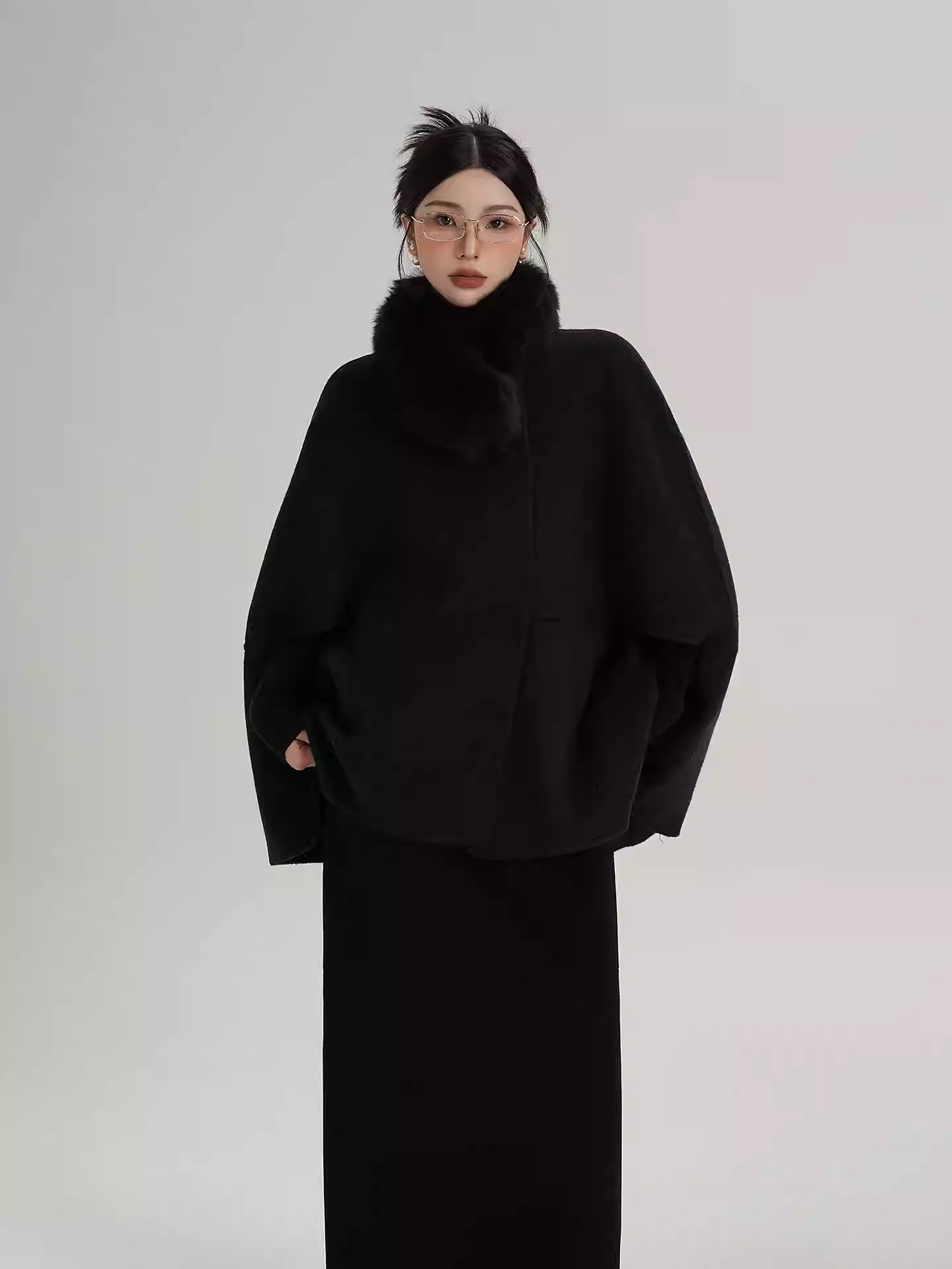 Áo Khoác Dạ Cổ Lông