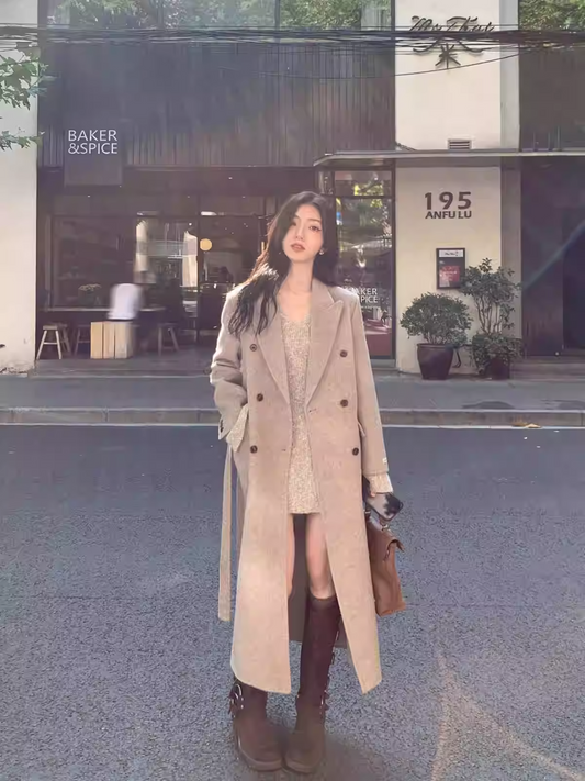 Đầm Dệt Kim Cổ V Ống Loe Mulvan