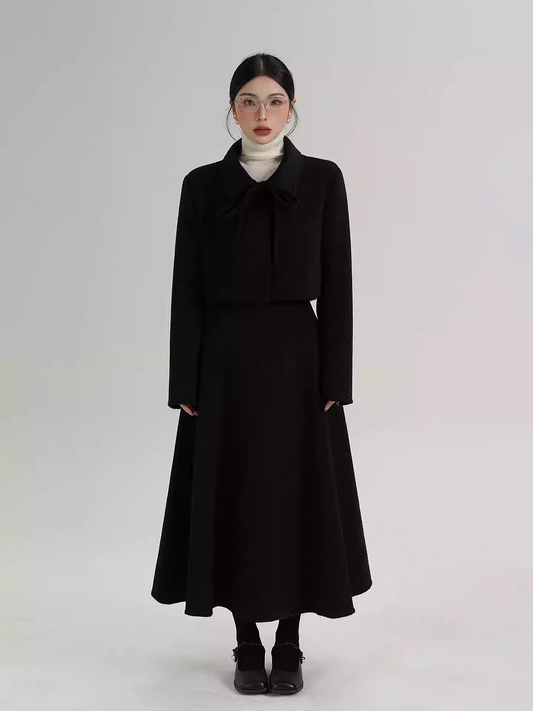 Set Đầm Dạ Cổ Nơ