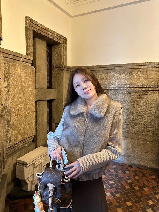 Gile Lông Phối Len Khoá Kéo