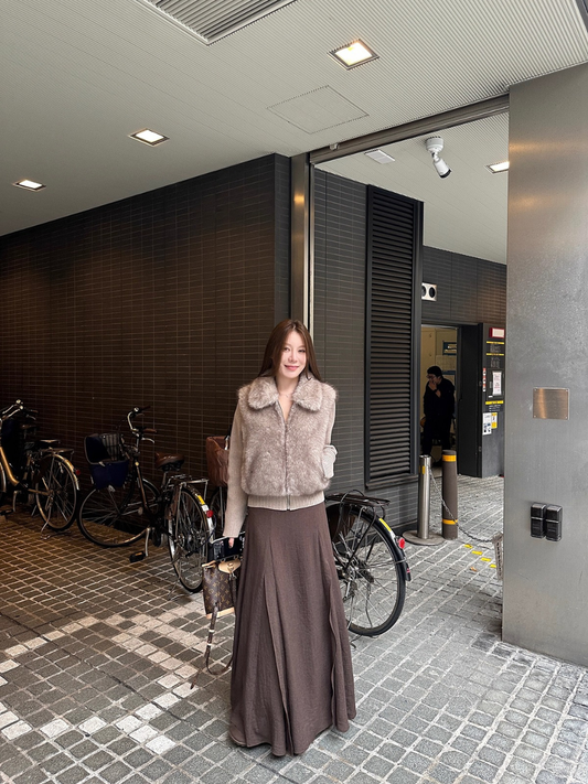 Gile Lông Phối Len Khoá Kéo