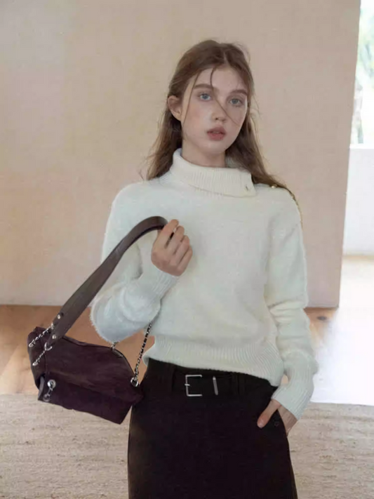 Áo Len Lông Xù Cổ Lệch