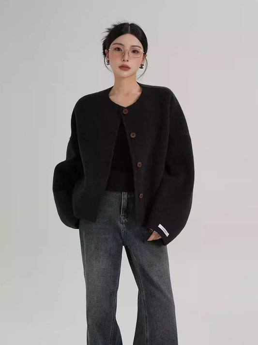 Áo Cardigan Dáng Tròn Phom Rộng