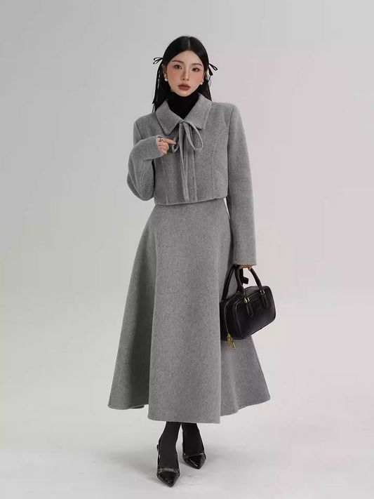 Set Đầm Dạ Cổ Nơ