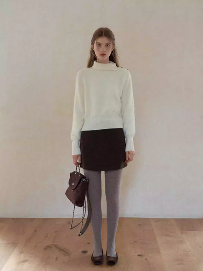 Áo Len Lông Xù Cổ Lệch