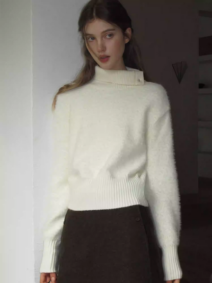 Áo Len Lông Xù Cổ Lệch