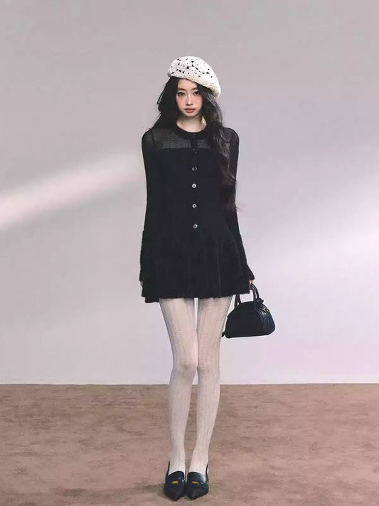 Đầm Len Đen Dáng Xoè Nhẹ