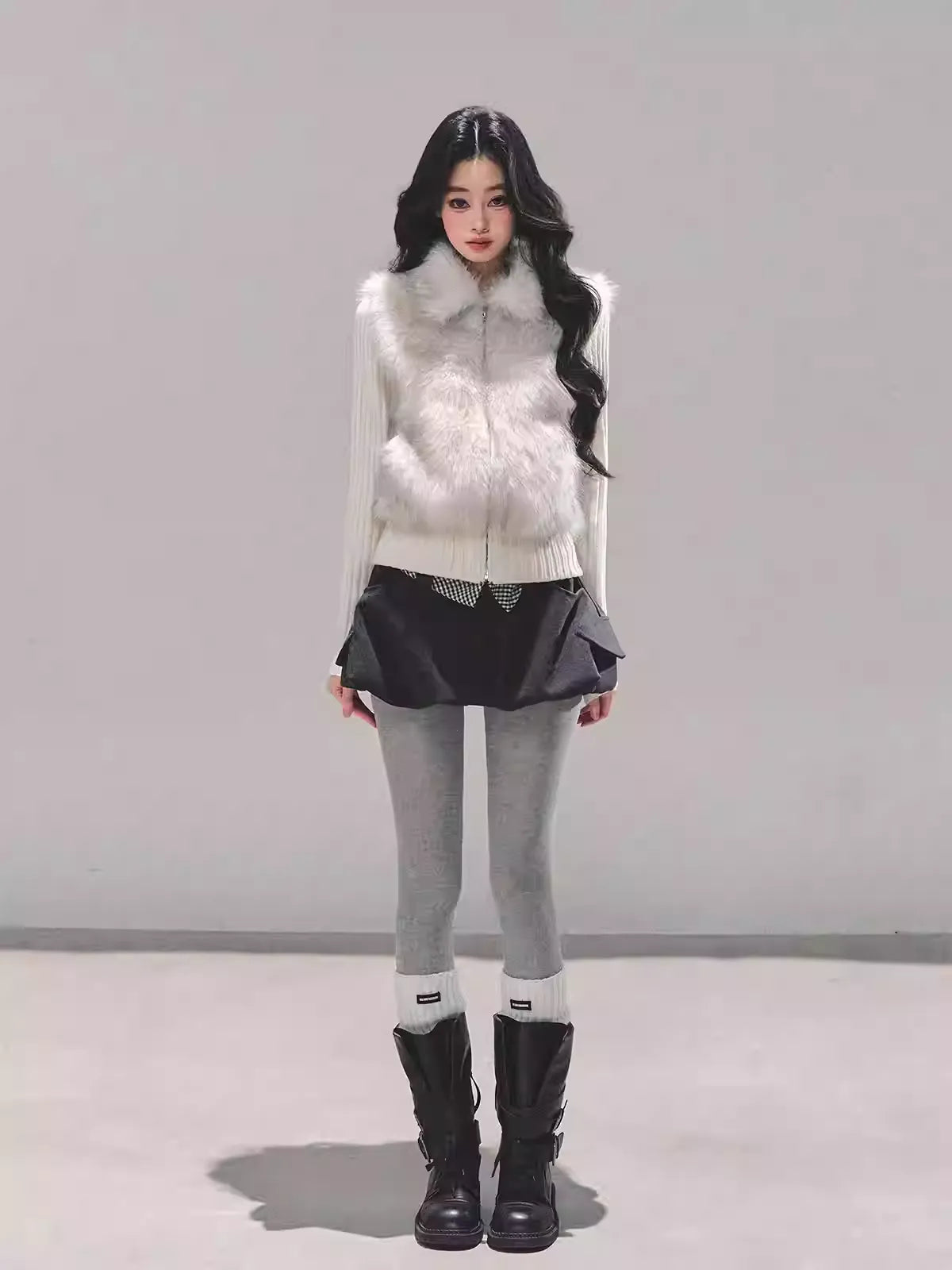 Áo Khoác Lông Phối Len