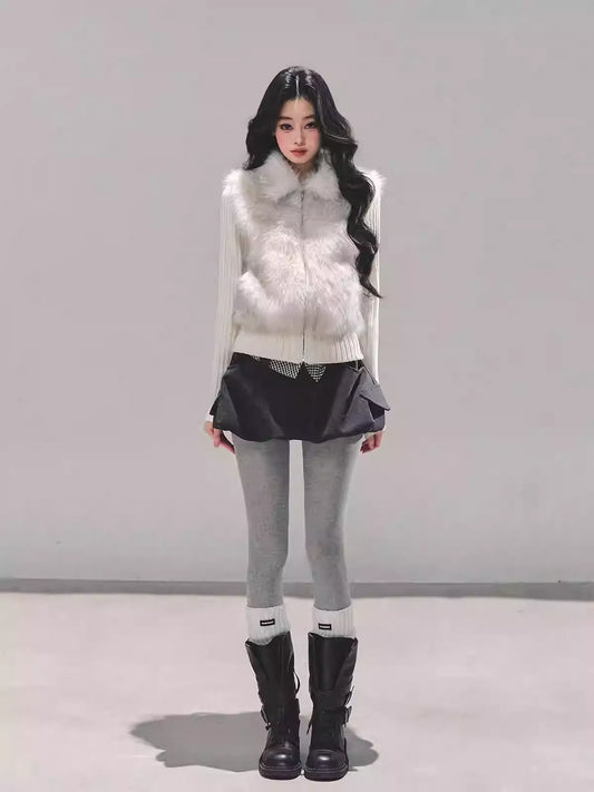 Áo Khoác Lông Phối Len