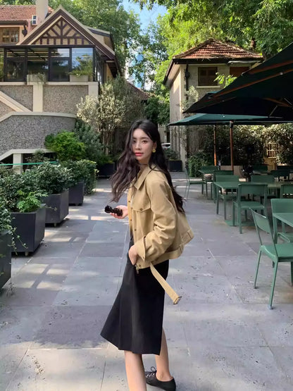 Áo Khoác Kaki Dáng Lửng