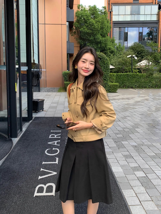 Áo Khoác Kaki Dáng Lửng